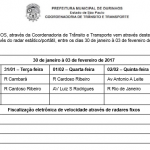 Confira onde estará o radar móvel em Ourinhos de 30/01 à 03/02
