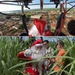 Ventania desvia rota de balão e obriga Papai Noel a pousar em canavial