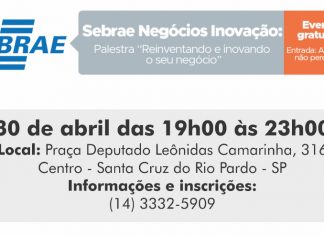 Sebrae promove palestra ‘Reinventando e inovando o seu negócio’ em Santa Cruz do Rio Pardo